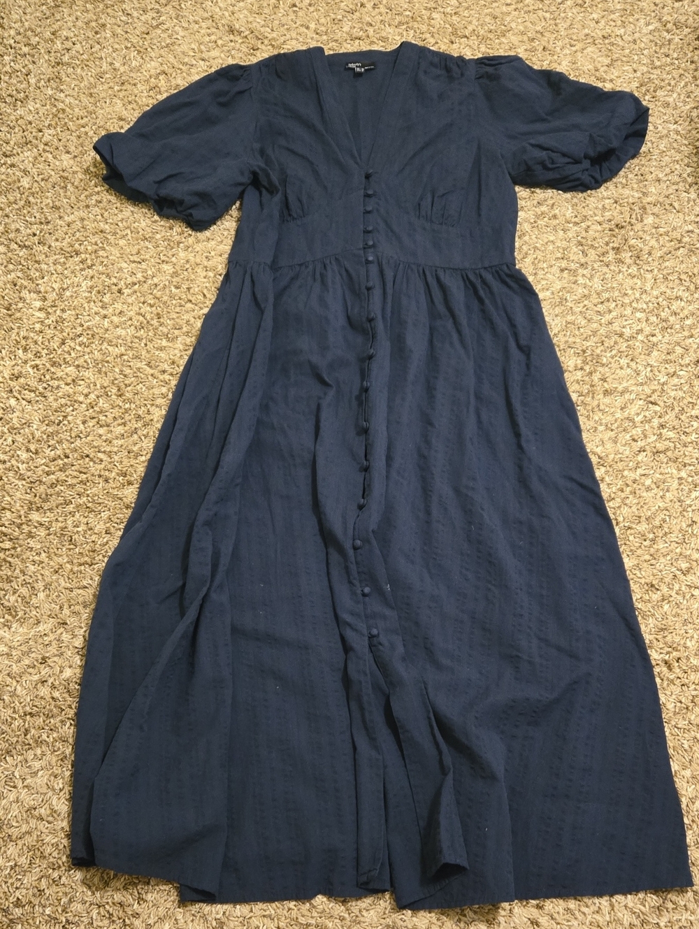 Classic Navy Maxi Dress with Button Front